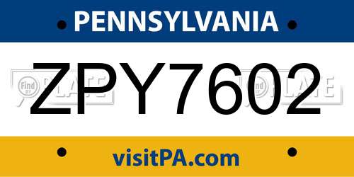 ZPY7602 Pennsylvania License Plate