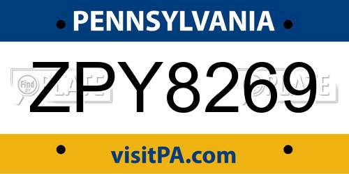 ZPY8269 Pennsylvania License Plate
