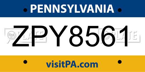 ZPY8561 Pennsylvania License Plate