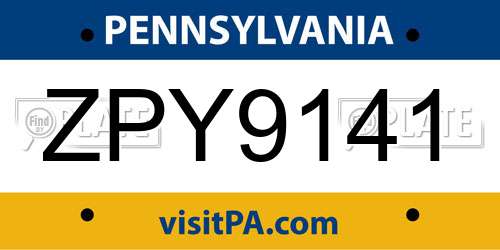 ZPY9141 Pennsylvania License Plate