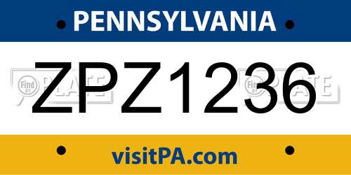 ZPZ1236 Pennsylvania License Plate