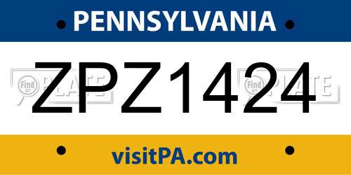 ZPZ1424 Pennsylvania License Plate