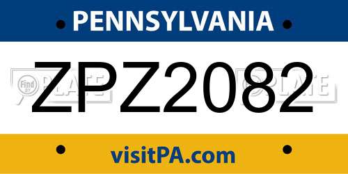 ZPZ2082 Pennsylvania License Plate