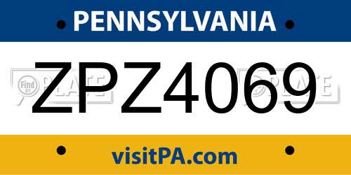 ZPZ4069 Pennsylvania License Plate