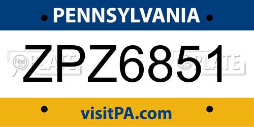 ZPZ6851 Pennsylvania License Plate
