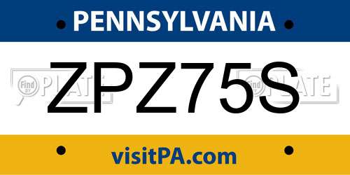 ZPZ75S Pennsylvania License Plate