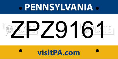 ZPZ9161 Pennsylvania License Plate