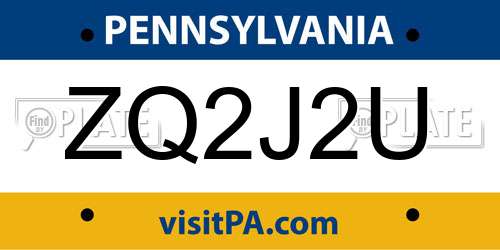 ZQ2J2U Pennsylvania License Plate