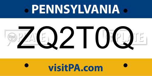 ZQ2T0Q Pennsylvania License Plate