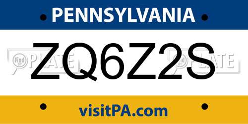 ZQ6Z2S Pennsylvania License Plate