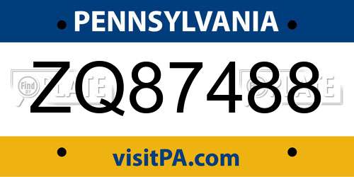 ZQ87488 Pennsylvania License Plate