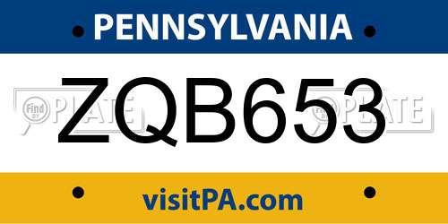 ZQB653 Pennsylvania License Plate