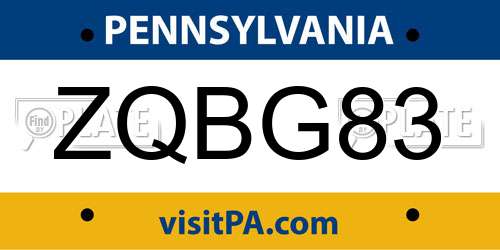 ZQBG83 Pennsylvania License Plate