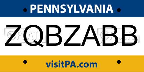 ZQBZABB Pennsylvania License Plate