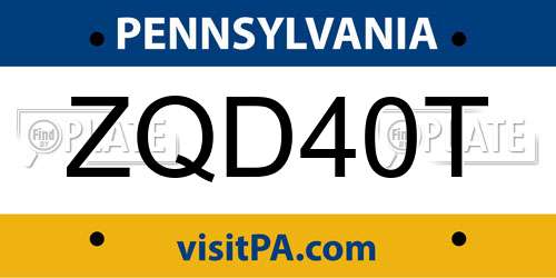 ZQD40T Pennsylvania License Plate