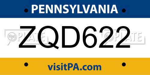 ZQD622 Pennsylvania License Plate