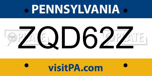 ZQD62Z Pennsylvania License Plate