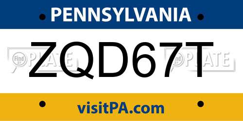 ZQD67T Pennsylvania License Plate
