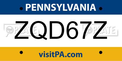 ZQD67Z Pennsylvania License Plate