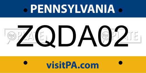 ZQDA02 Pennsylvania License Plate