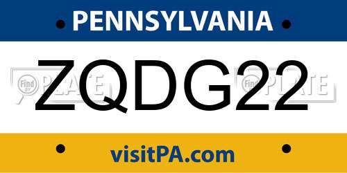 ZQDG22 Pennsylvania License Plate