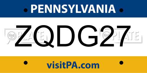 ZQDG27 Pennsylvania License Plate