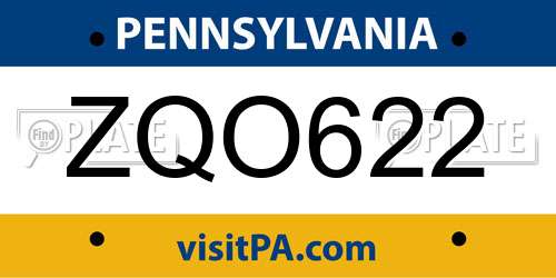 ZQO622 Pennsylvania License Plate