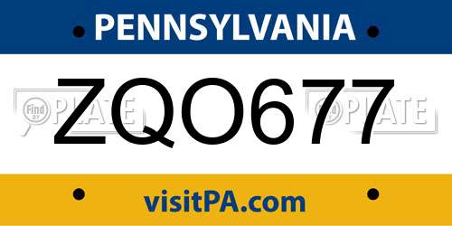 ZQO677 Pennsylvania License Plate