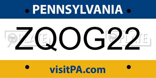 ZQOG22 Pennsylvania License Plate