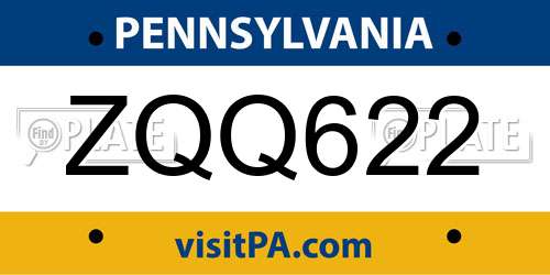 ZQQ622 Pennsylvania License Plate