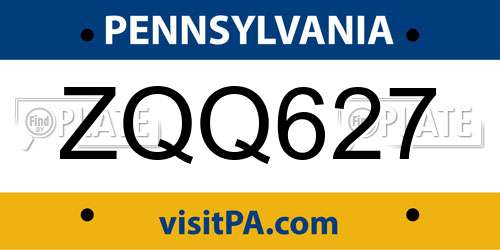 ZQQ627 Pennsylvania License Plate