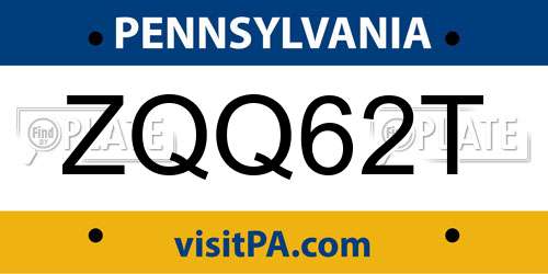 ZQQ62T Pennsylvania License Plate
