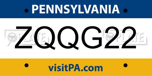ZQQG22 Pennsylvania License Plate