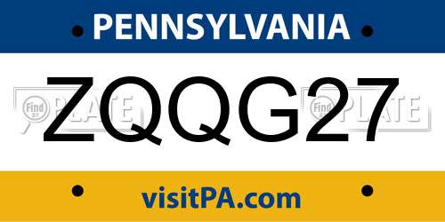 ZQQG27 Pennsylvania License Plate