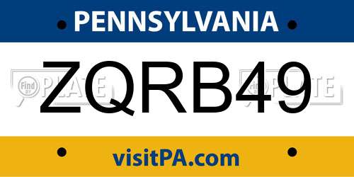 ZQRB49 Pennsylvania License Plate