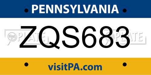ZQS683 Pennsylvania License Plate