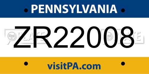 ZR22008 Pennsylvania License Plate