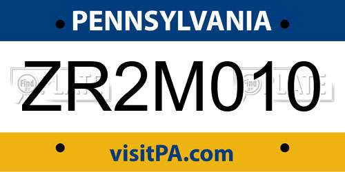 ZR2M010 Pennsylvania License Plate