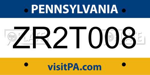 ZR2T008 Pennsylvania License Plate