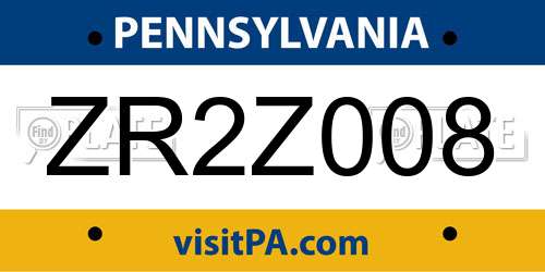 ZR2Z008 Pennsylvania License Plate