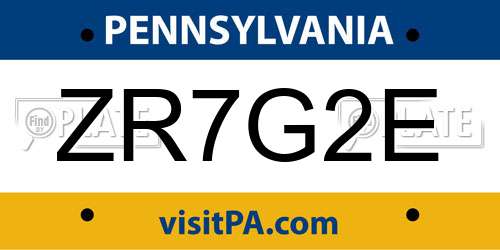 ZR7G2E Pennsylvania License Plate