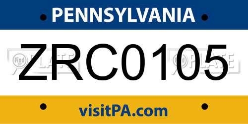 ZRC0105 Pennsylvania License Plate