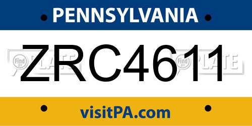 ZRC4611 Pennsylvania License Plate