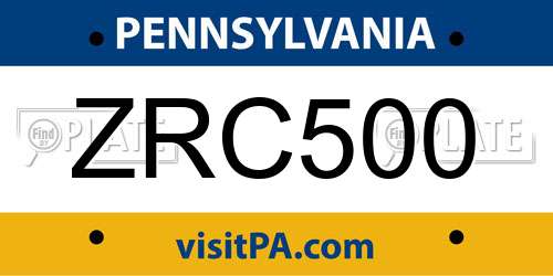 ZRC500 Pennsylvania License Plate
