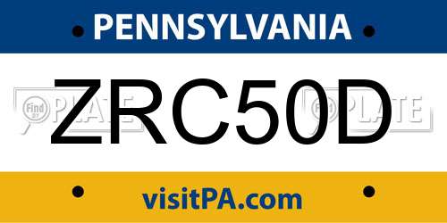 ZRC50D Pennsylvania License Plate