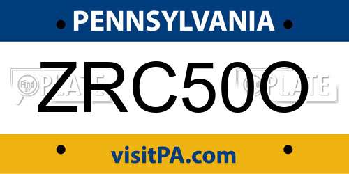 ZRC50O Pennsylvania License Plate