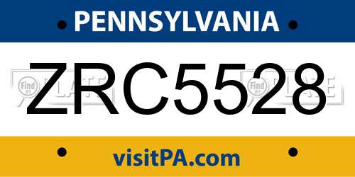 ZRC5528 Pennsylvania License Plate
