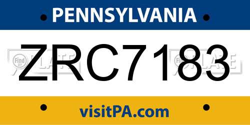 ZRC7183 Pennsylvania License Plate