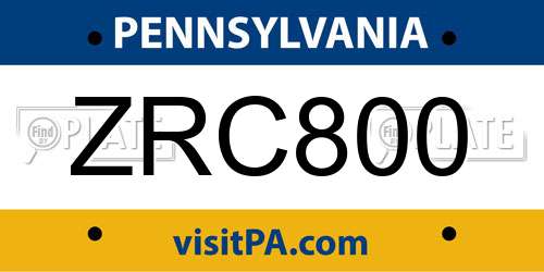 ZRC800 Pennsylvania License Plate