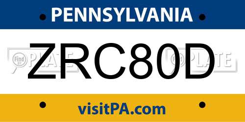ZRC80D Pennsylvania License Plate